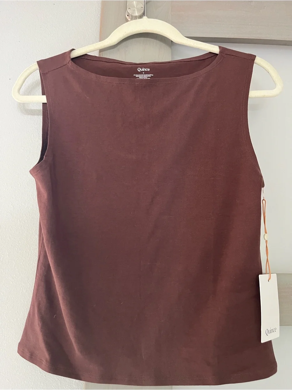 Quince Stretch Organic Cotton Jersey Boat Neck Tank Women M Chocolate Brown NWT! - Picture 1 of 8